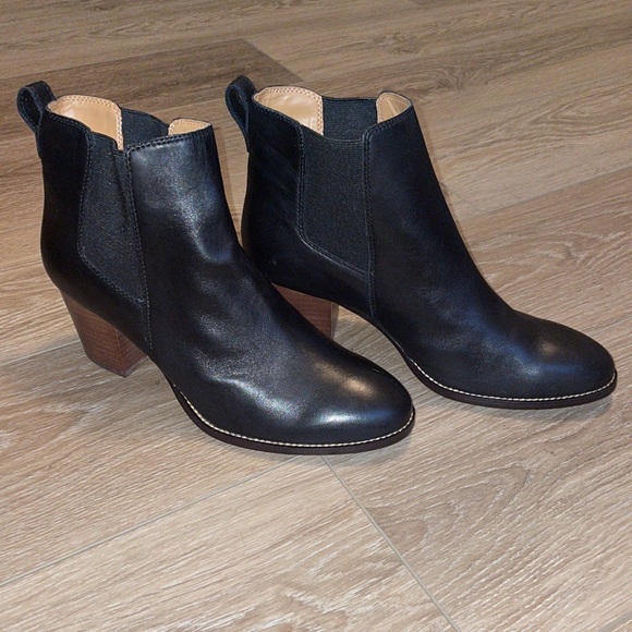 JCrew Factory Women 9.5 Black Rory leather heeled boots AR846 - Picture 5 of 5